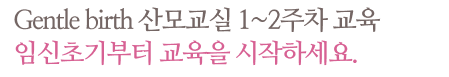 Gentle birth 산모교실 1~2주차 교육 임신초기부터 교육을 시작하세요.